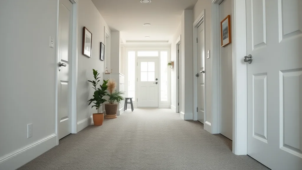 Modern Bradbury home hallway with freshly cleaned carpets in serene neutral tones