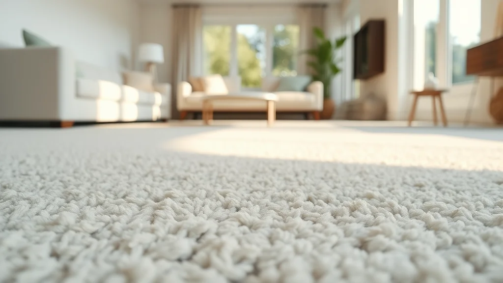 Clean modern Bradbury CA living room carpet closeup with pristine carpet fibers in sunlit minimalistic decor